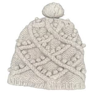 Intermix Knit Pom Beanie Hat Women's Gray Ball Winter Snow Ski Warm Cozy Cap